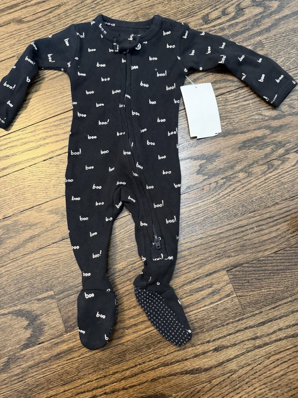 L'ovedbaby Boo Black Organic Cotton Halloween Footie Sz Premie NWT